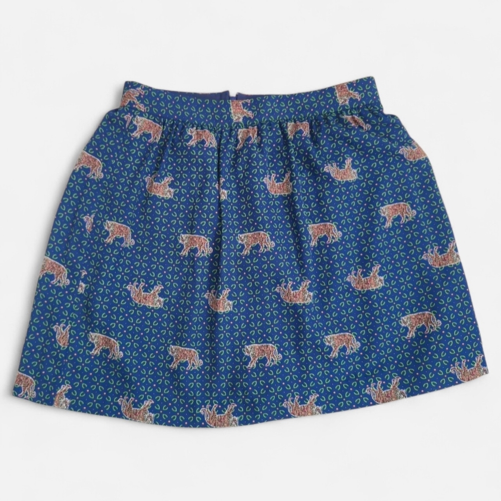 J. Crew Bengal Animal Print Blue Boho Mini Skirt